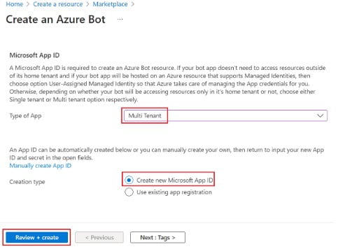 create azure bot 