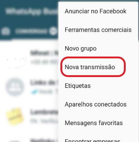 criar lista de transmissão whatsapp