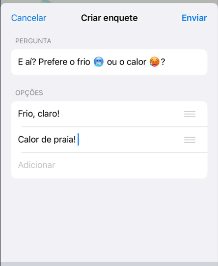 fazer enquete no whatsapp