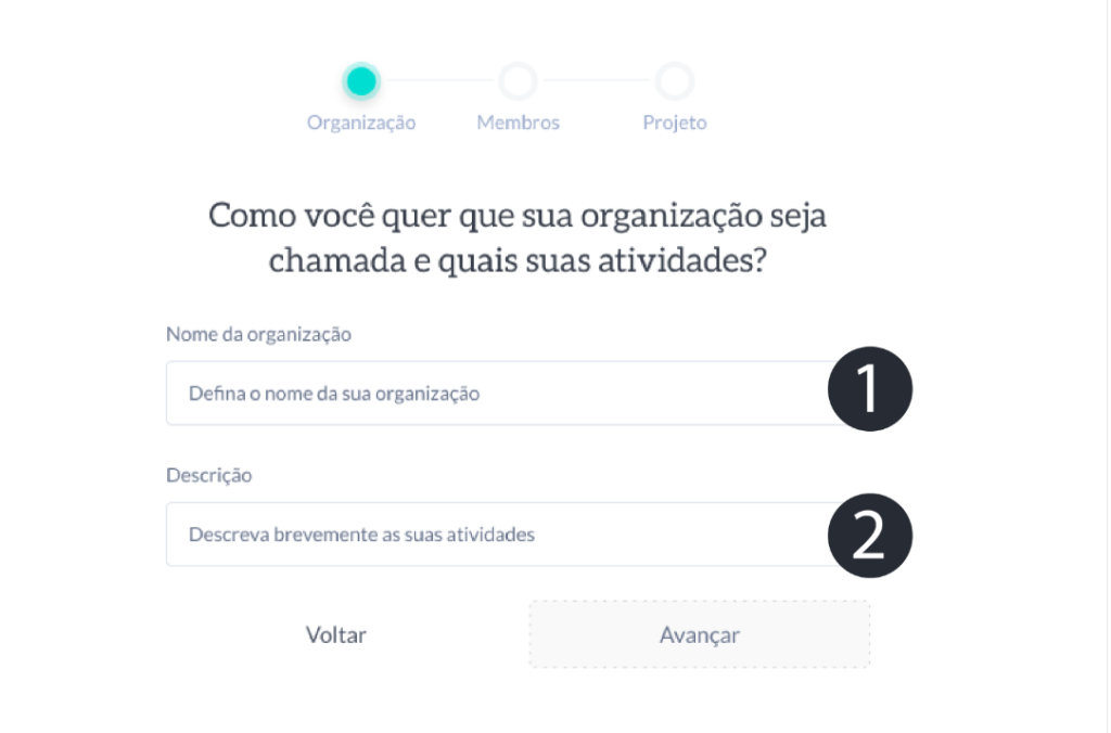 configurar organização