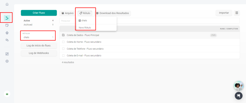 criar fluxos weni chats