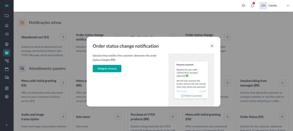 order status notification 